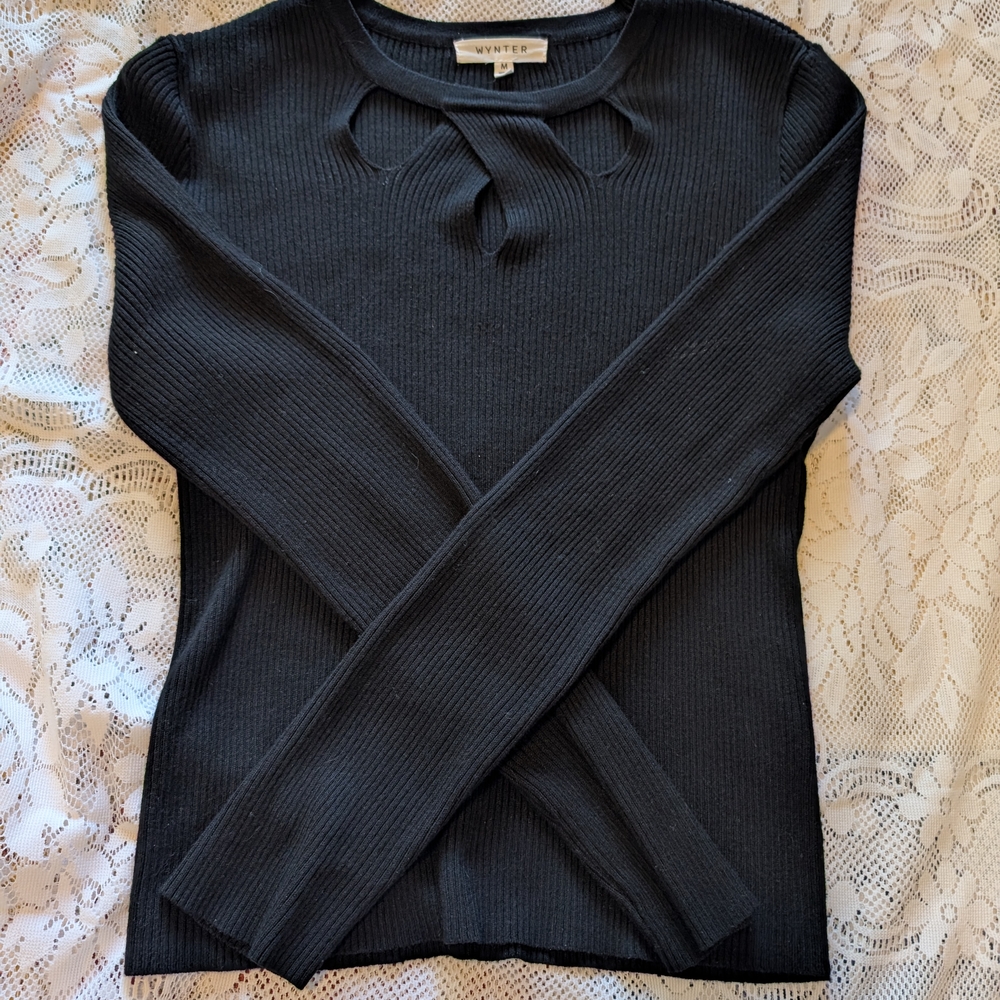 Black Ribbed Women's Sweater
